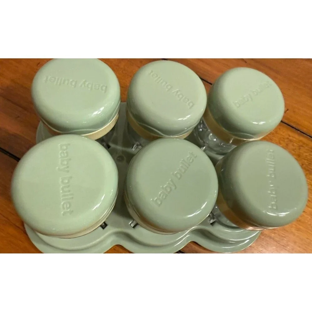 BABY BULLET 6 Storage Cups  Replacement Containers with Date Dial Lids And Tray